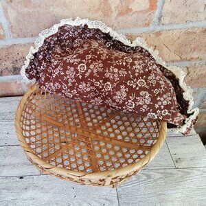 Farmhouse Basket with a Handmade Floral fabric liner with Lace trim